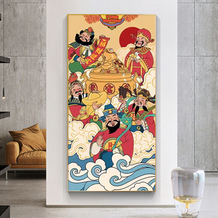 5d钻石画五福临门入户玄关2026新款财神爷满钻招财手工点贴砖石绣