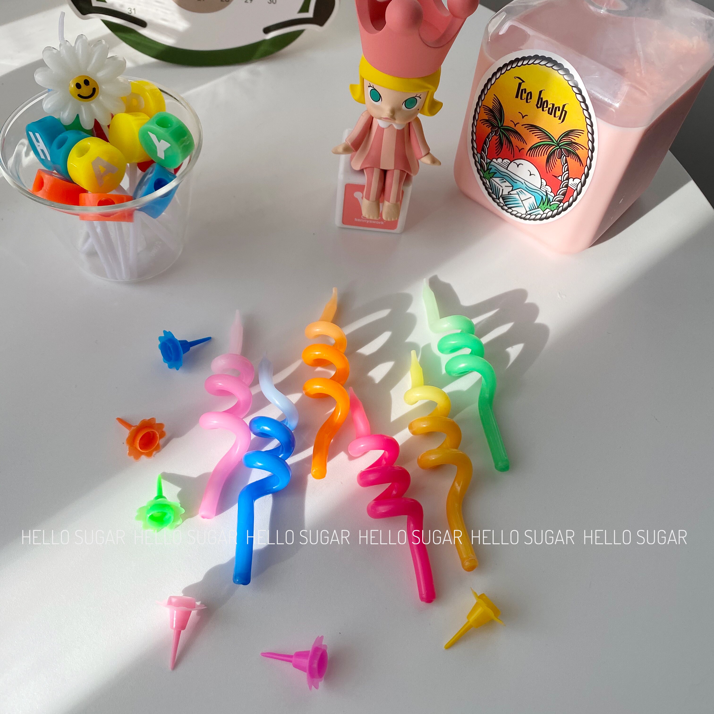 HelloSugar 韩国渐变旋转螺旋扭扭生日蛋糕蜡烛 INS可爱派对装饰