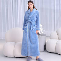Extended men's bathrobe 2025 Autumn/Winter Edition Coral fleece grey warm thickened bathrobe thumbnail 4