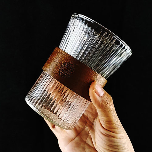 日式竖纹玻璃杯子透明饮料杯酒杯