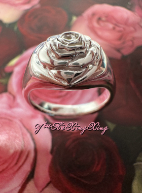 有颗星星女S925优雅爱心玫瑰戒指