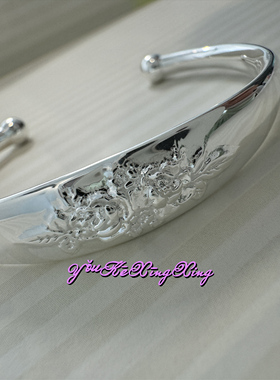 有颗星星轻奢女S925银牡丹花手镯