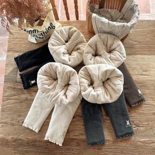 清版特卖恩希宝宝三层蚕丝棉羊绒加厚加棉女童打底裤外穿裤1200克