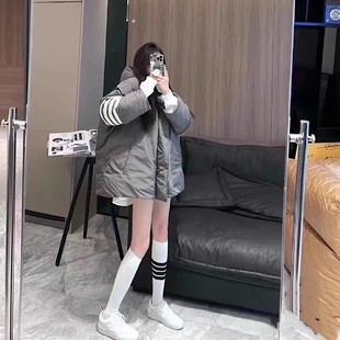 TB潮牌短款宽松白鹅绒加厚面包羽绒服男女款羽绒派克大衣外套