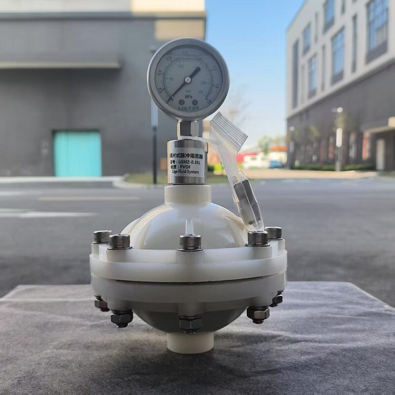 PVDF/不锈钢膜片式脉冲阻尼器DN15/2025缓冲器缓冲罐气囊带压力表