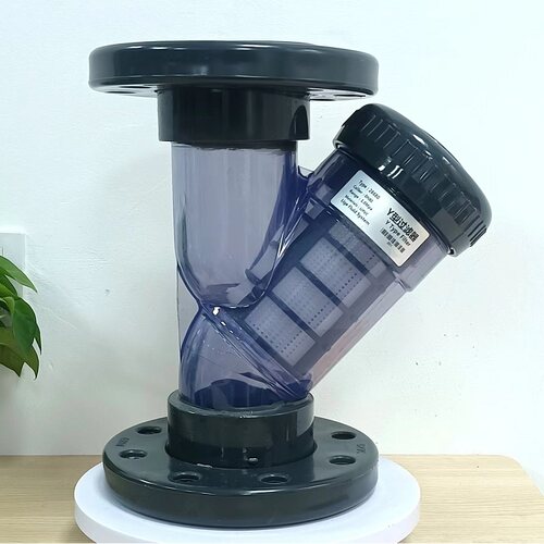 UPVC带法兰式塑料y型管道过滤器