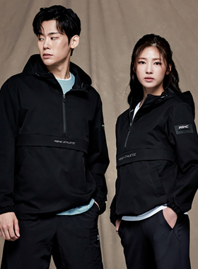 PGNC韩国2023秋冬新品羽毛球服男女同款长袖上衣防风保暖外衣黑色