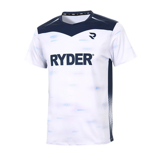 RYDER韩国2023新品 速干吸汗T恤蓝白色 运动短袖 羽毛球服男女情侣款