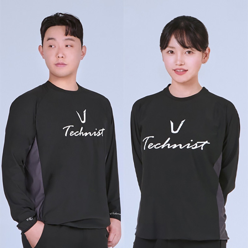 Technist韩国2023新品羽毛球服男女同款运动长袖防风速干外衣黑色