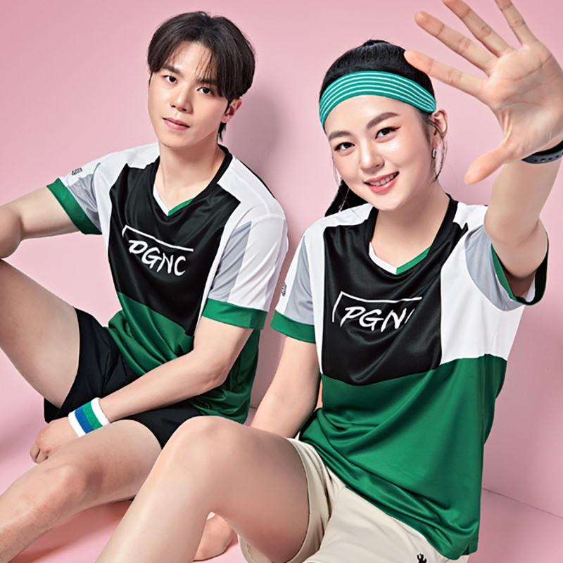 2024春夏新品PGNC韩国羽毛球服男女同款运动速干吸汗透气时尚短袖