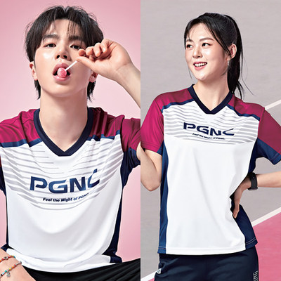 2024春夏新品PGNC韩国羽毛球服男女同款运动速干吸汗透气时尚短袖
