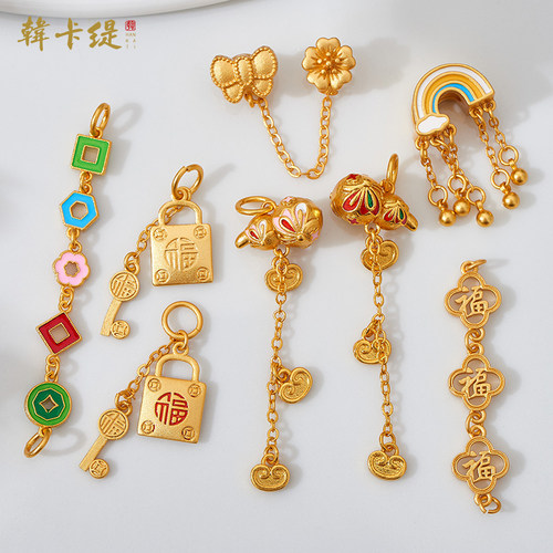 韩卡缇古法沙金久不掉色吊坠隔珠