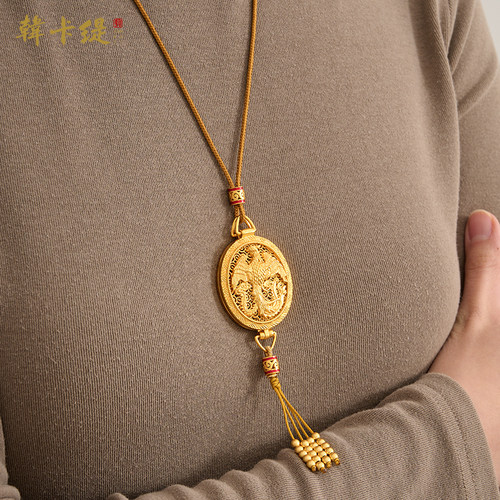 镂空花丝金凤香囊吊坠成品项链
