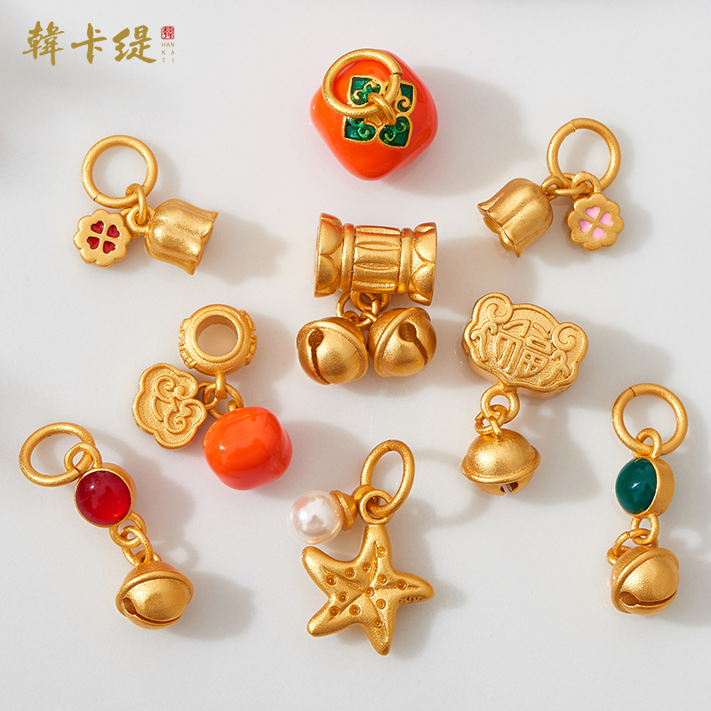 韩卡缇古法沙金久不掉色吊坠隔珠