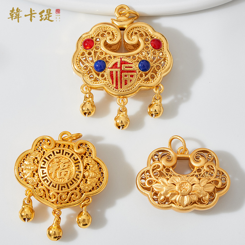 韩卡缇古法沙金久不掉色吊坠吊饰
