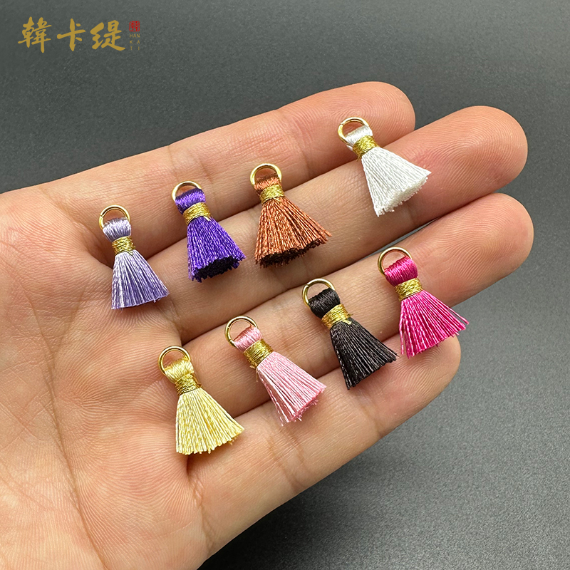 18mm金色铁圈冰丝迷你小流苏