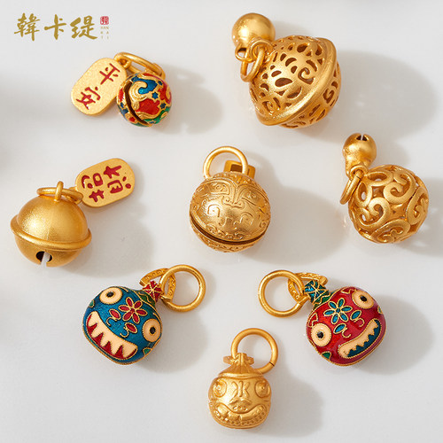 韩卡缇古法沙金久不掉色吊坠铃铛