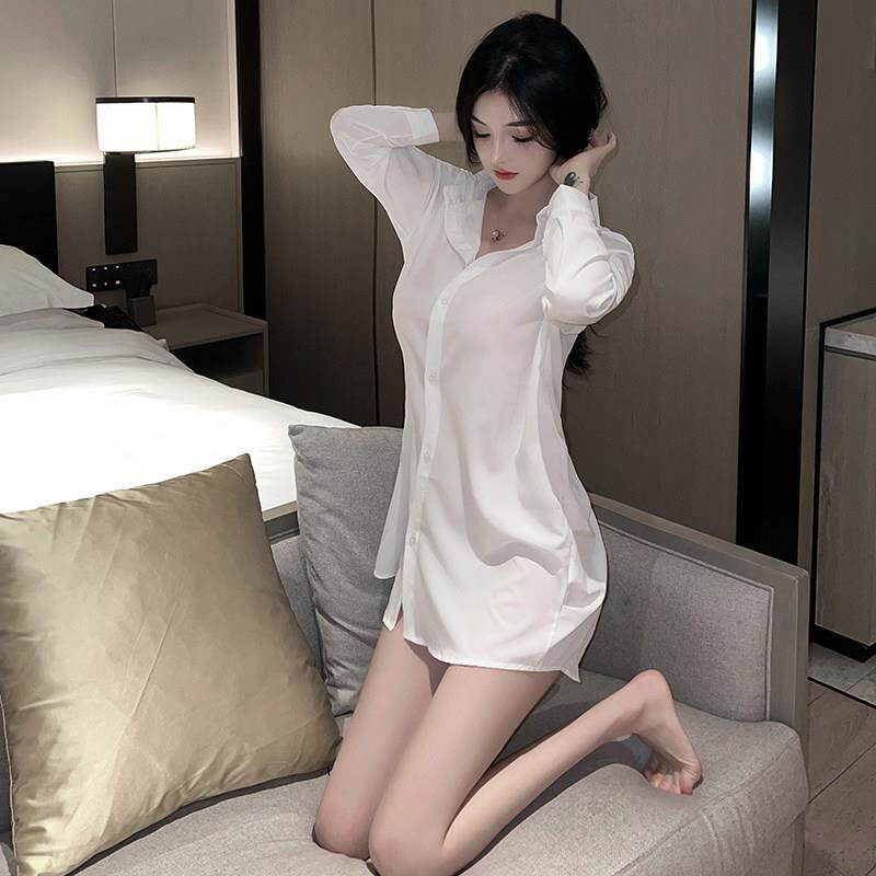 性感睡衣bf男友风白衬衫纯欲风火辣睡裙女高级感夏季可外穿家居服