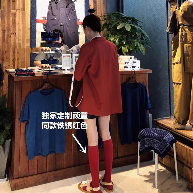 日本网红同款顽童大人高筒袜纯色酒红色中筒袜女及膝小腿袜打底裤