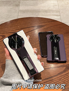 x5典藏版 复宇 mate 新款 奢华高端商务女真皮电镀支架铰链全包壳膜防摔保护套 适用华为matex5手机壳折叠屏x3