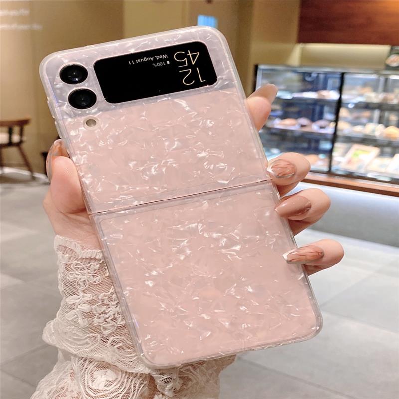 适用于三星zflip4手机壳Z Flip3折叠屏W23Flip超薄防摔小众高级感女款贝壳纹Galaxy zflip5硅胶保护套