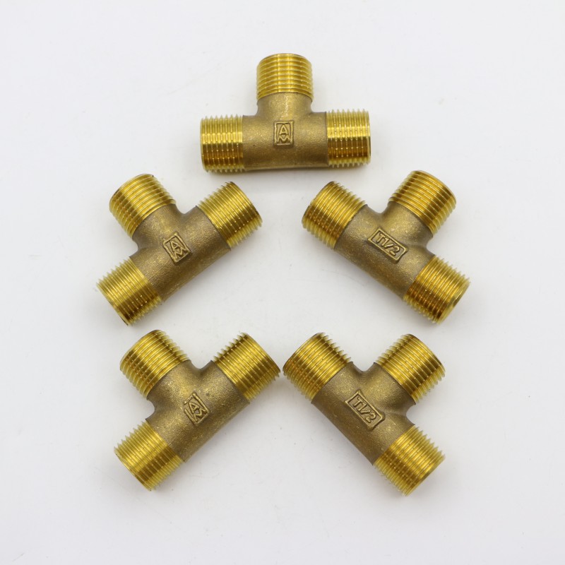 正品埃美柯外丝三通黄铜4分水管管加厚外等径正三通接头D001