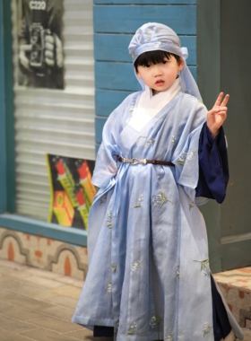 玺儿制作汉服 童装 明制 道袍 褡护  幅巾