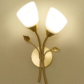 饰灯 现代简约卧室床头双头装 北欧极简创意全铜树叶 花枝单头壁灯