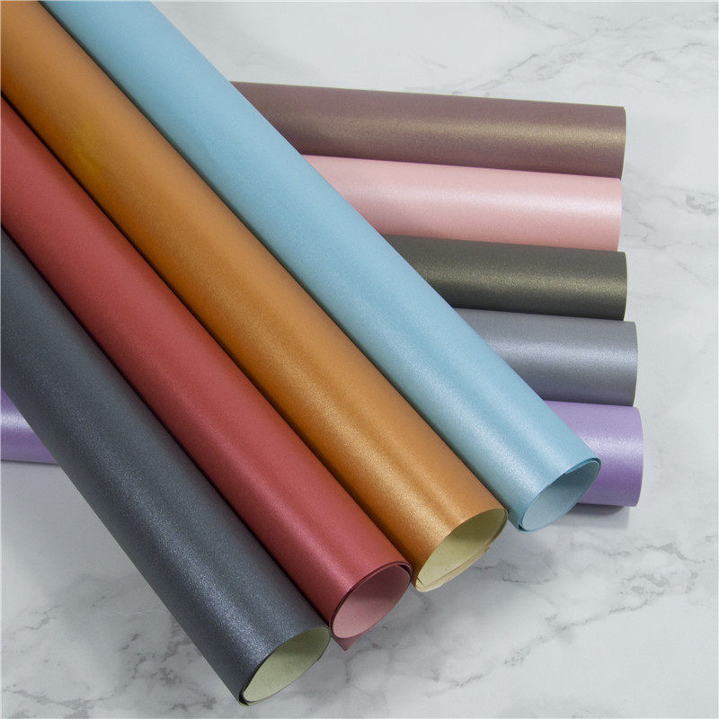 설날 설날 발렌타인 데이 생일 선물 선물 상자 단색 포장지 DIY 수제 진주 빛 종이 꽃 포장지