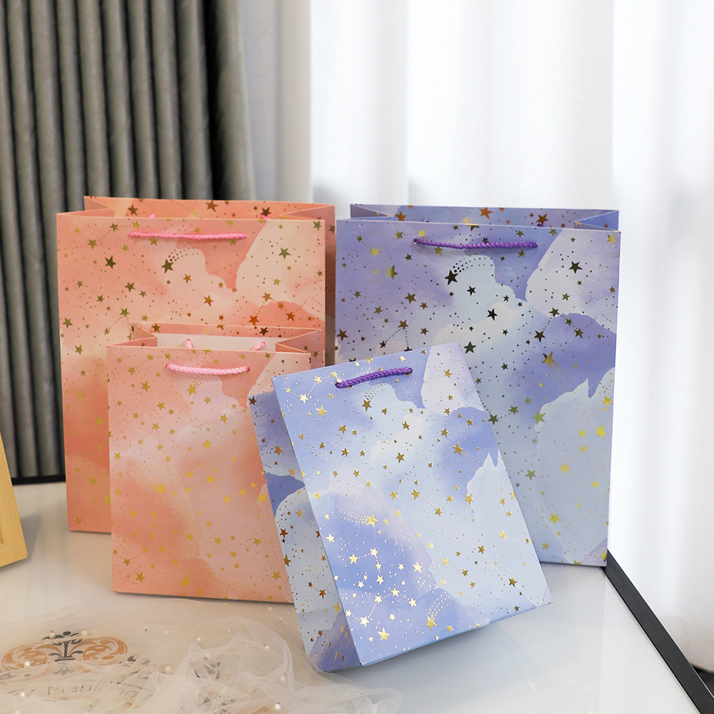 教师节生日中秋节日伴手礼礼物袋烫金炫彩五角星礼品手提纸袋
