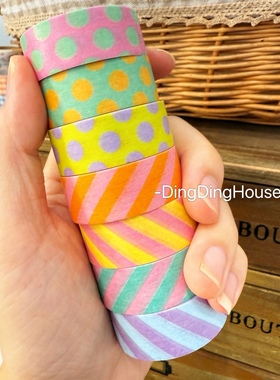 分装|日本mt 见学限定 和纸胶带荧光斜纹纯色波点 手帐拼贴装饰