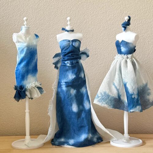 幼儿园美工区扎染服装模特展示