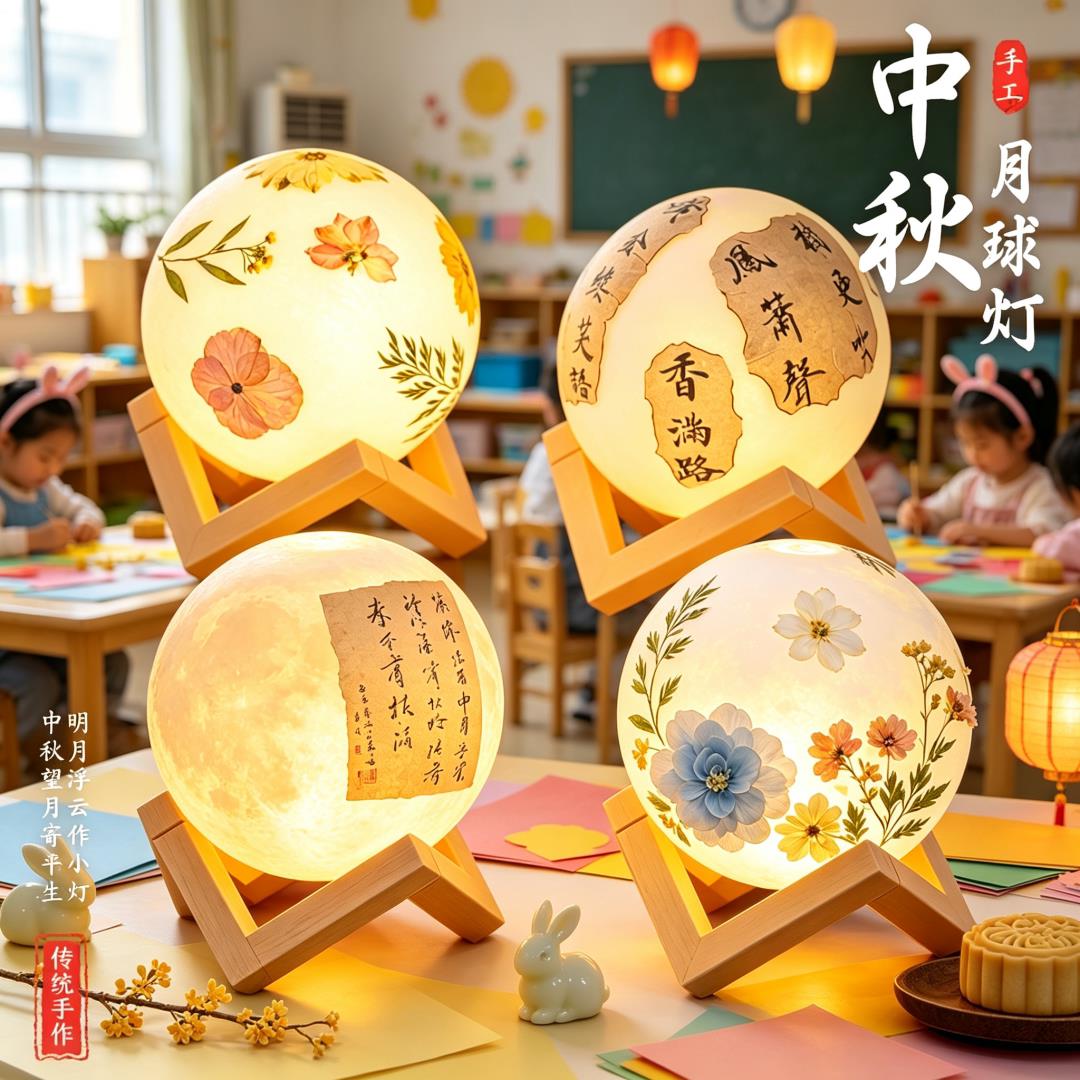 中秋节书法月球灯diy材料包