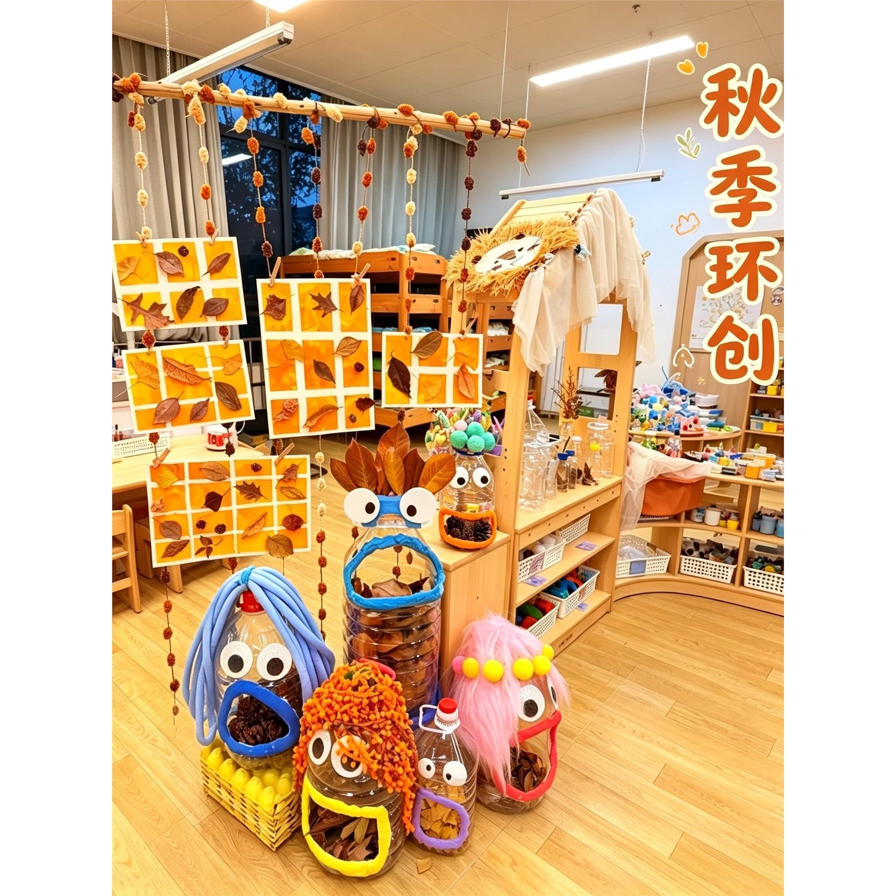 幼儿园秋季环创美拉德风毛线吊饰小班中班美工区隔断球球毛线吊饰