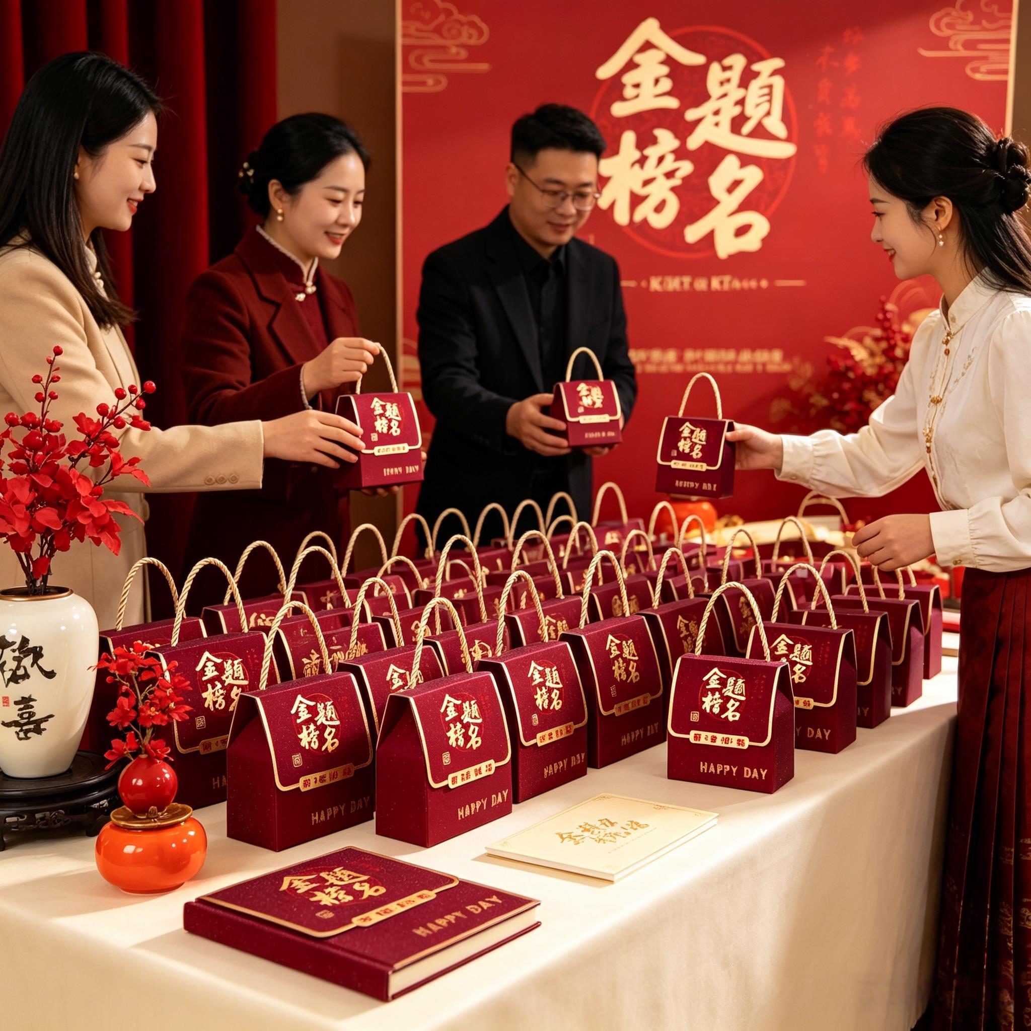 金榜题名礼品袋高考大学升学宴回礼喜糖盒小礼盒伴手礼红色糖果袋