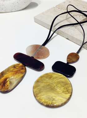 亚克力圆形长方形几何可调节项链