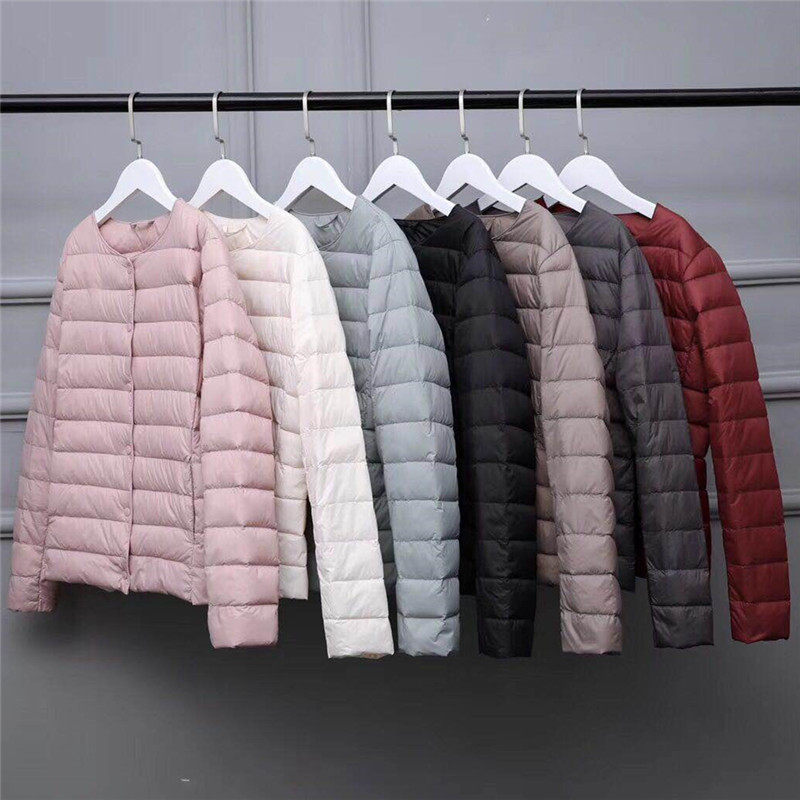轻薄羽绒服女短外套内胆圆领无领
