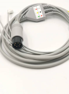 适用 Zoll 卓尔除颤监护仪 MD /X 系列6针一体三导心电导联线