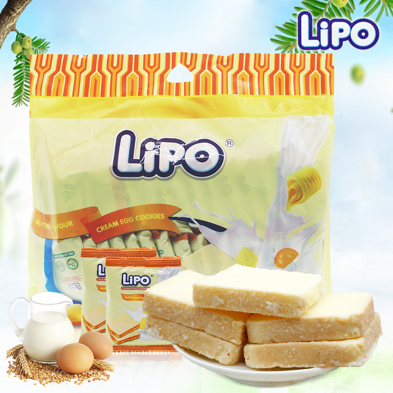 越南进口Lipo黄油味面包干网红爆款休闲零食特产牛奶鸡蛋饼干300g