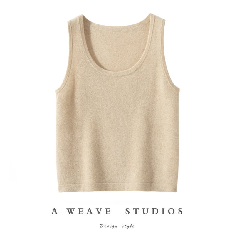 100%纯山羊绒吊带背心女圆领