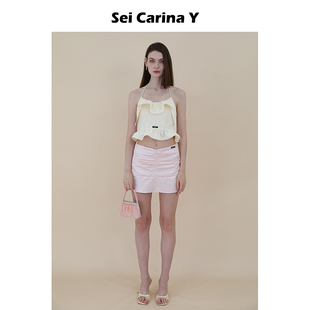 小众设计感时尚 Sei 夏季 Carina Y褶皱鱼尾短裙气质半身裙女新款