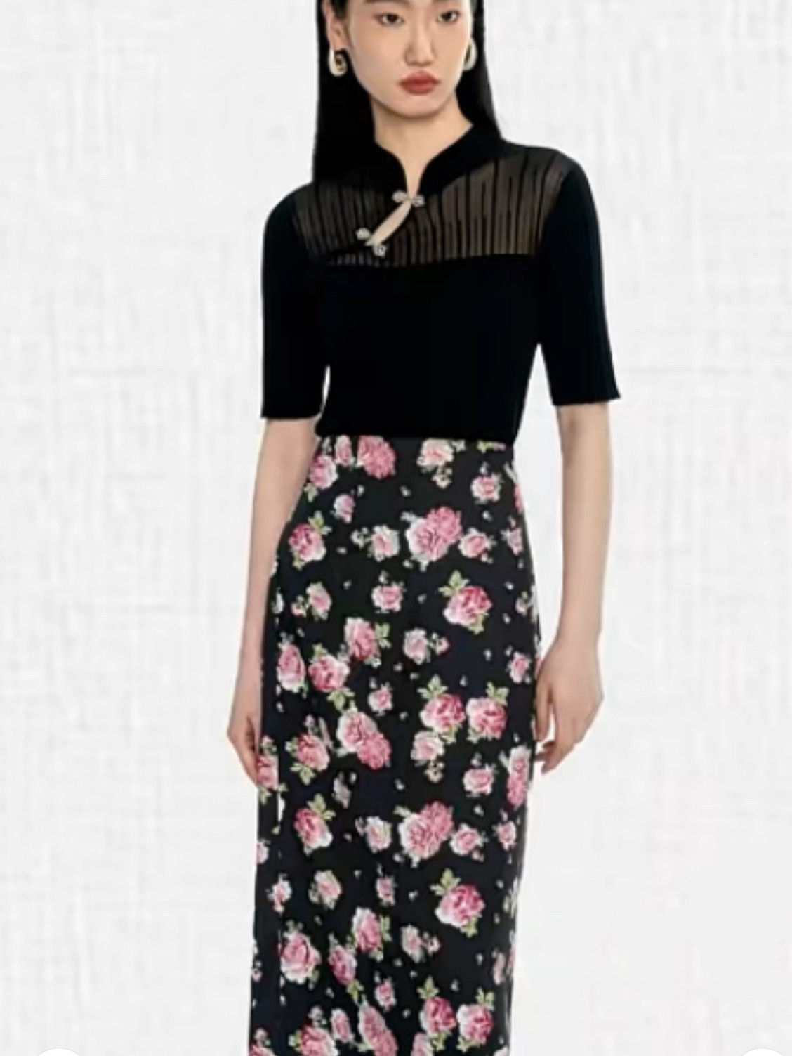 年货节尤西子春专柜正品新款时尚新中式国风元素珍珠短袖T 优雅