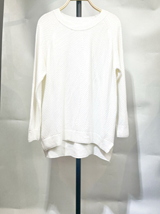 新年特惠白色立体瓦楞条纹插肩袖 宽松慵懒风毛衣女孤品 套头针织衫