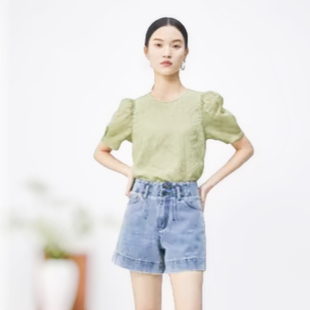 女装 小衫 时尚 圆领短袖 气质通勤百搭休闲大码 618尤西子2025夏新款