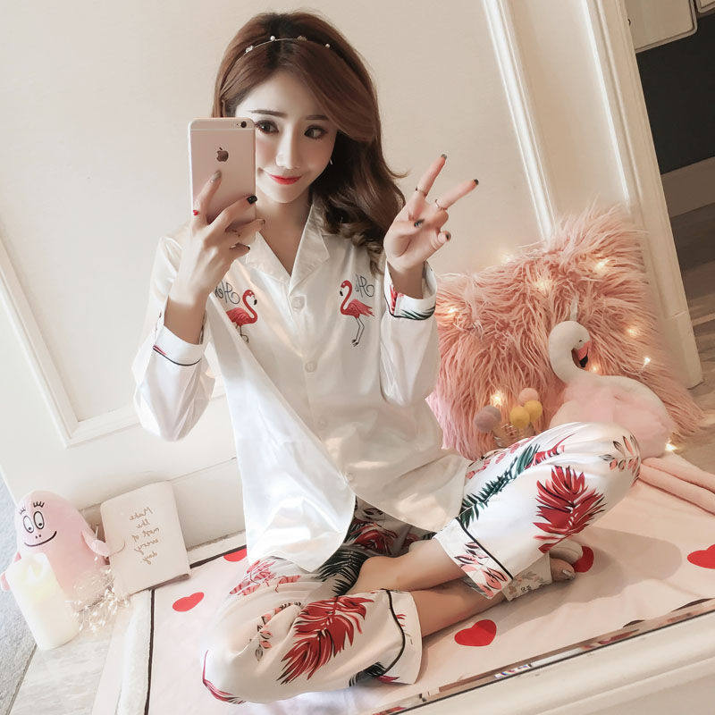 春秋季冰丝睡衣女夏韩版清新学生可爱大码家居服薄款两件套装丝绸|msdalam kategori Pakaian Dalam/seluar dalam lelaki/tracksuit, baju tidur/pakej perkhidmatan rumah - dari Buy2taobao.com untuk memberikan perkhidmatan ejen Taobao profesional membeli