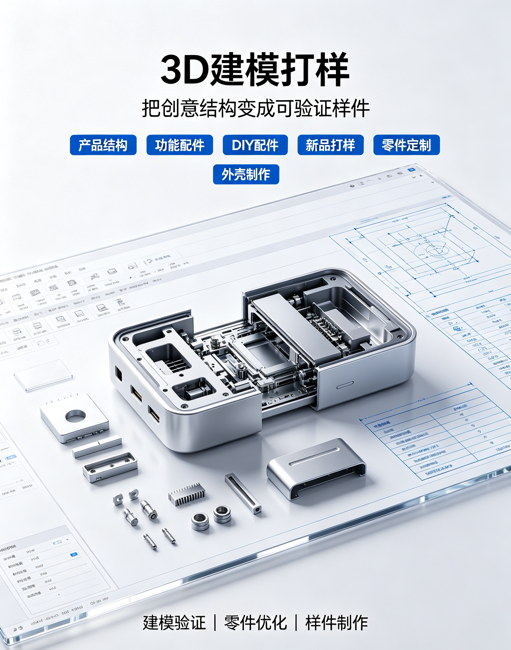 FDM3D打印建模手版打样装配模型零件外壳DIY配件定制样品制作图片