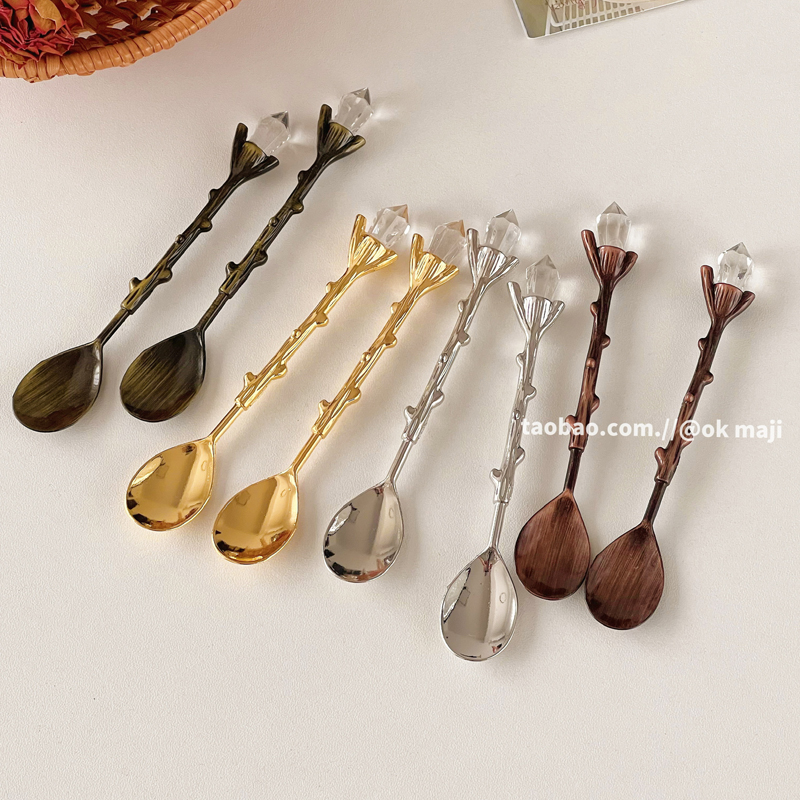 复古钻石小勺子ins精致搅拌勺