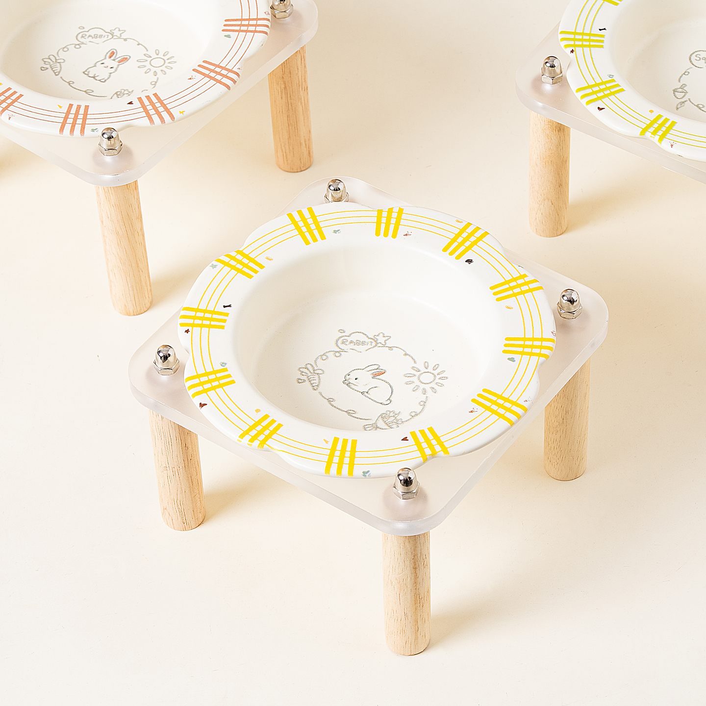 宠物条纹花边陶瓷可爱食盆