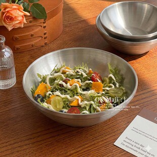 料理碗拌饭碗 高颜值水果沙拉碗高级感304不锈钢泡面碗冷面碗韩式