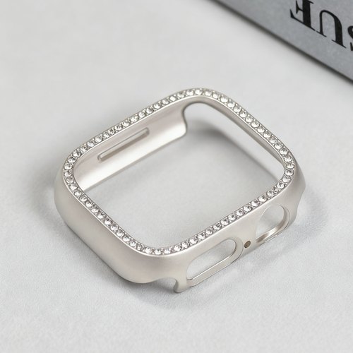 适用applewatch10镶钻保护边框软硬壳s98765se苹果手表防摔保护套